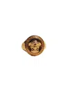 Versace Engraved Greek Key Medusa Head Ring In Grey