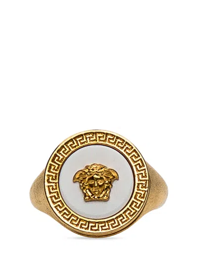 Versace Medusa Ring In Oro Tribute-bianco