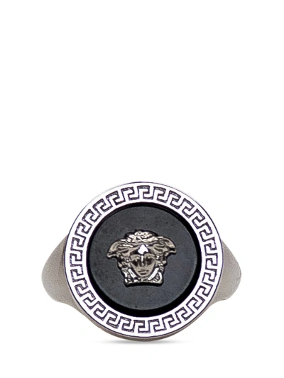 Versace Medusa Ring In Palladio-nero