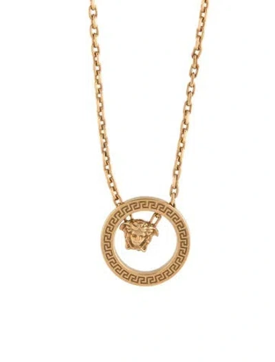 Pre-owned Versace Medusa Ring Pendant Necklace, 26.25" In Multi