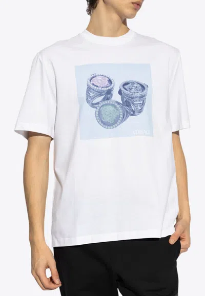Versace Medusa Rings-print T-shirt In White
