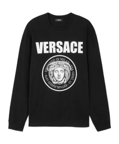 Versace Medusa Rock Long Sleeve T-shirt In Black