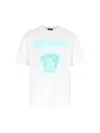Versace White Crewneck T-shirt With Maxi Logo Print On The Front In Cotton Man