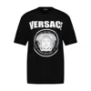 Versace Black Crewneck T-shirt With Maxi Logo Print On The Front In Black