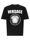 Versace Black Crewneck T-shirt With Maxi Logo Print On The Front In Black