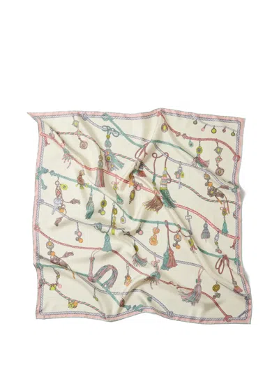 Versace Medusa Rope-print Scarf In Neutral