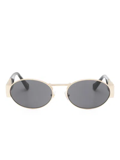 Pre-owned Versace 美杜莎圆框太阳眼镜 In Gold