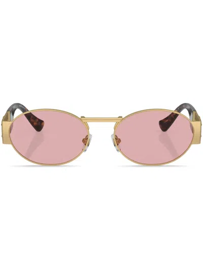 Versace Womens Gold Ve2264 Oval-frame Metal Sunglasses In Opaque Gold