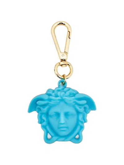 Pre-owned Versace Medusa Rubber Bag Charm In Blue