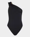 Versace Medusa Safety Pin Asymmetric One-piece Swimsuit In Black