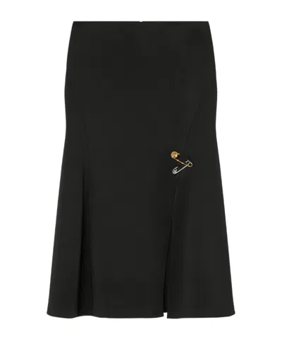 Versace Safety Pins Flowy Midi Skirt In Black