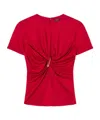 Versace Safety Pin Gathered Short-sleeved Top In Red
