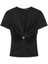 Versace Safety Pin Gathered Short-sleeved Top In Black