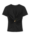 Versace Safety Pin Gathered Short-sleeved Top In Black