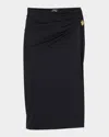 Versace Rolled High-rise Midi Skirt In Black