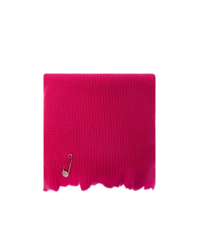 Versace Medusa Safety-pin Wool Scarf In Red
