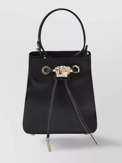 Versace Medusa Satin Bucket Bag In Black