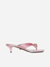 Versace Satin Gianni Ribbon Thong Mules In Pink