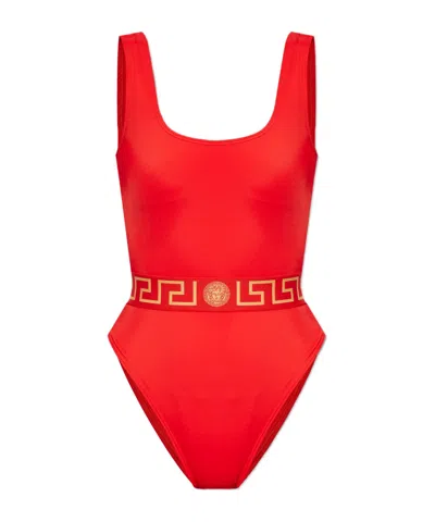 Versace Medusa Scoop-neck Swimsuit In Red