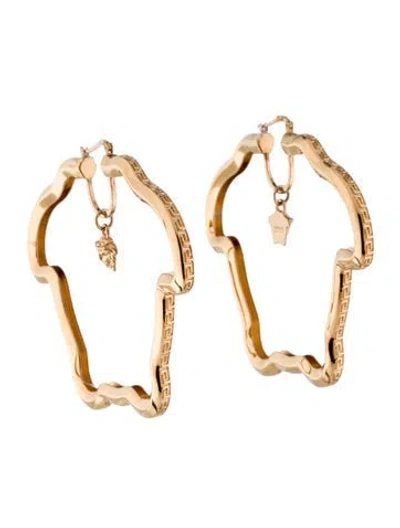 Pre-owned Versace Medusa Shape Hoop Earrings In Multi