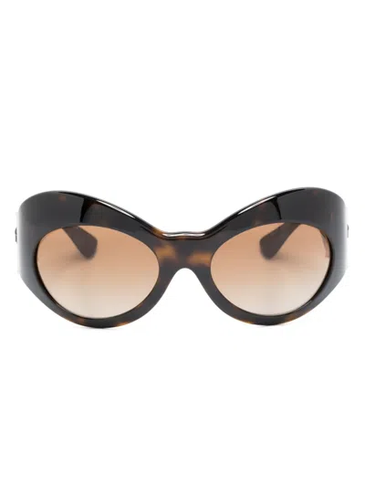 Versace Medusa Shield-frame Sunglasses In Braun