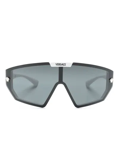 Versace Medusa Shield-frame Sunglasses In White