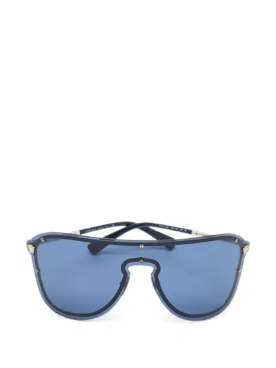 Pre-owned Versace Medusa Shield Sunglasses In Blue