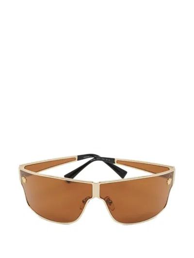 Pre-owned Versace Medusa Shield Sunglasses In Gold