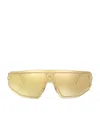 Versace Men's Medusa Metal Shield Sunglasses In Gold