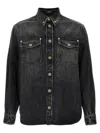 Versace Button-up Denim Jacket In Gray