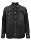 Versace Button-up Denim Jacket In Gray