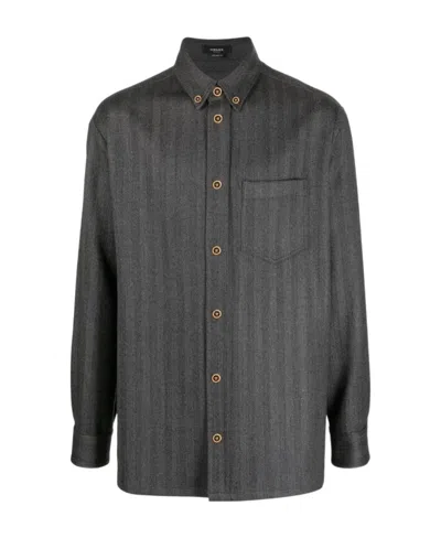 Versace Gray Medusa Shirt In 1e+100 Medium Grey