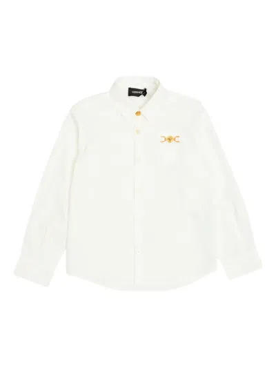 Versace Kids Logo Plaque Shirt In White