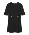 Versace Stretch Cady Short Sleeve Dress In Black