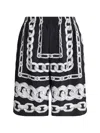 Versace Men Medusa Chains Silk Shorts In Black