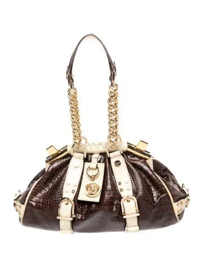 Pre-owned Versace Medusa Shoulder Bag In Brown