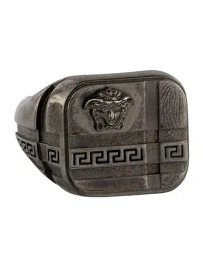 Pre-owned Versace Medusa Signet Ring In Multi