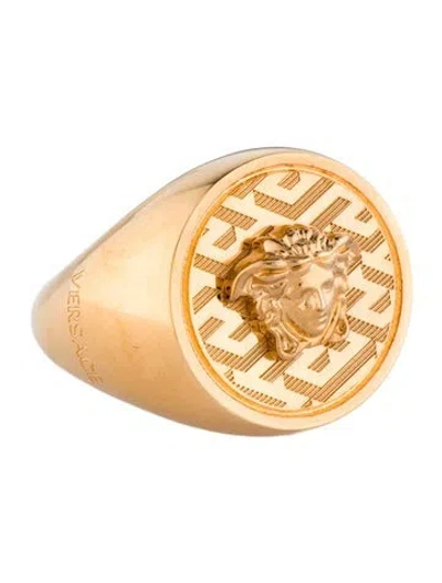 Pre-owned Versace Medusa Signet Ring In Multi