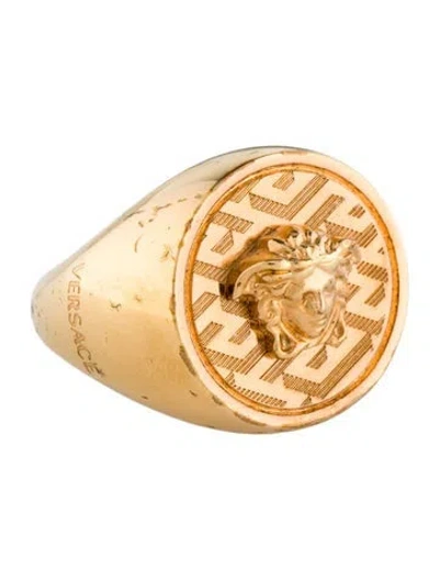 Pre-owned Versace Medusa Signet Ring In Multi