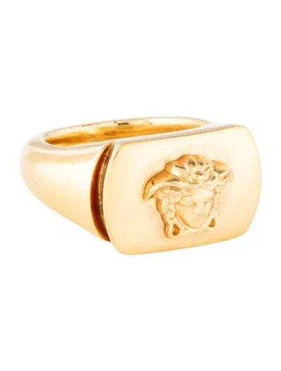 Pre-owned Versace Medusa Signet Ring In Multicolor