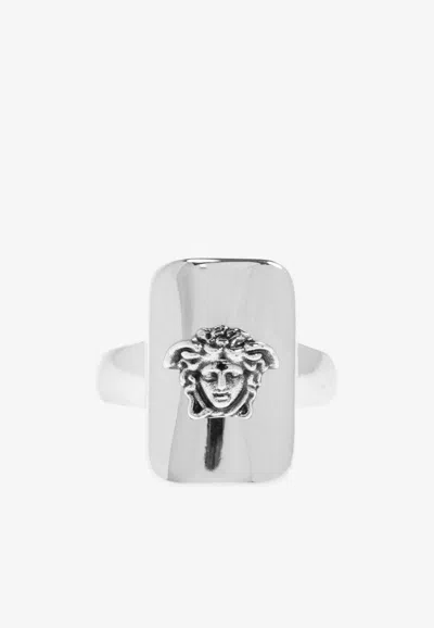 Versace Medusa Signet Ring In Silver