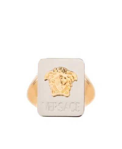 Versace Medusa Signet Ring In White
