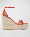 Versace Medusa Silk Ankle-strap Wedge Espadrilles In 1ra8v-coral- Gold