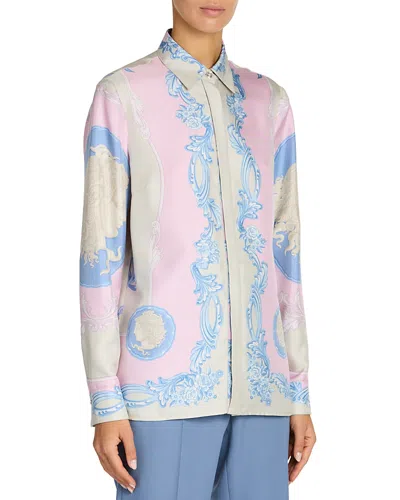 Versace Medusa Silk Foulard Shirt In Pink
