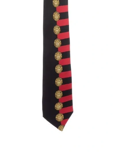 Pre-owned Versace Medusa Silk Tie Vintage In Red
