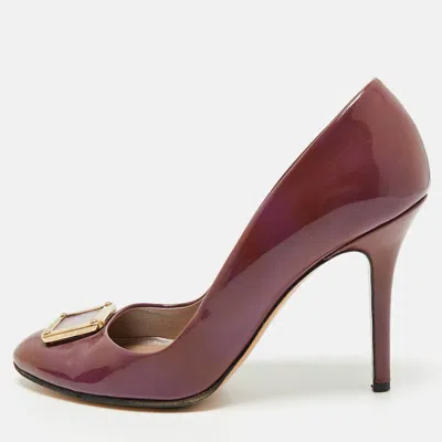 Pre-owned Versace Medusa Size 37 Purple Patent Leather Pumps