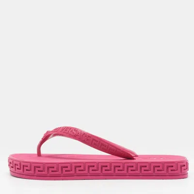 Pre-owned Versace Medusa Size 38 Pink Rubber Thong Sandals