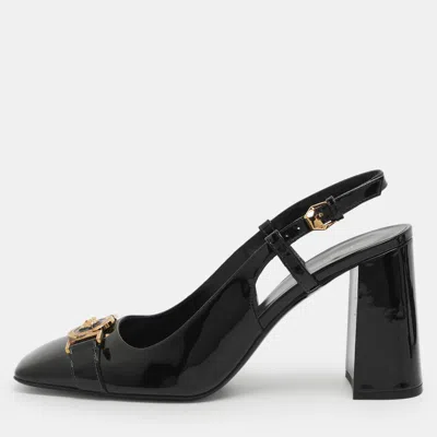 Pre-owned Versace Medusa Size 39 Black Patent Leather Pumps