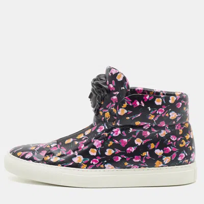 Pre-owned Versace Medusa Size 40 Multicolor Leather High Top Sneakers