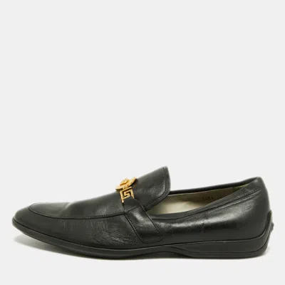 Pre-owned Versace Medusa Size 44 Black Leather Buckle Loafers